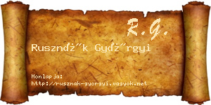 Rusznák Györgyi névjegykártya